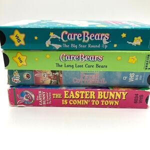 4 Vintage vhs: 2 Care Bears, Peter Cottontail and The Easter Bunny ...